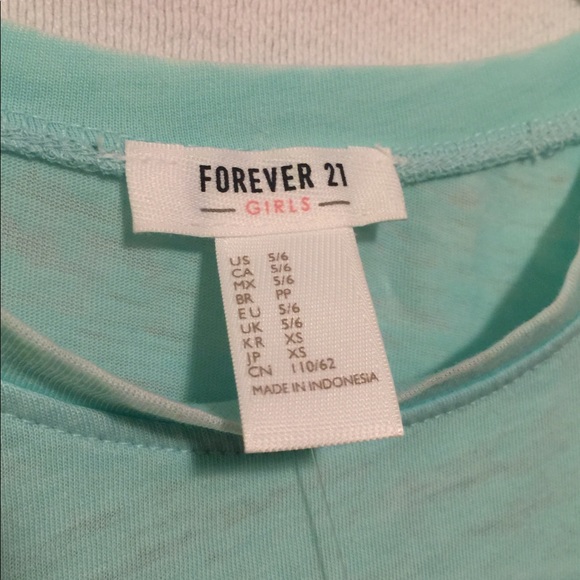 Forever 21 Girls Mint Sheer Short Sleeve 5/6 Shirt - Picture 13 of 13